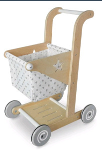 (1) Little Hollow Company 2 In 1 Baby Push Walker / Wooden Doll Stroller - Wood Shopping Cart For Toddlers Learning To Walk - Walker Toy For Girls and Boys 1 Year+