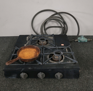 Propane 3 Burner Cook Top & Small Cast Iron