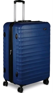 Amazon Basics 30" Hardside Large Checked Luggage, Expandable With Scratch-Resistant Surface, Four Multi-directional Wheels, Navy Blue