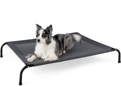 Cooling Elevated Dog Bed for Extra Large Dogs with Non-Slip Floor Protectors & Breathable Mesh, XL Raised Indoor & Outdoor Dog Cot Hammock, 54" L x 35.5" W x 8" Th, X-Large, Grey