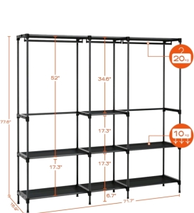 Casamaya Clothes Rack Wardrobe Assembly Black 72"
