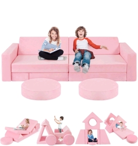 Osykiu Pink Modular Kids Play Couch, BUILD A FORT!!!!!