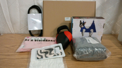 Whole Box Amazon Overstock Dog Grooming Hammock, Women's Clothing, Acrylic Cutting Board and More