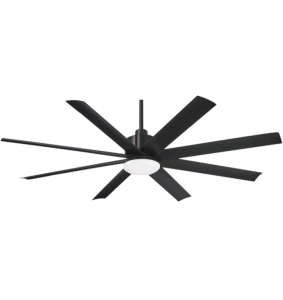 MinkaAire George Kovacs Slipstream 65" Outdoor Ceiling Fan With LED Light and Remote-Coal, Etched Opal Glass