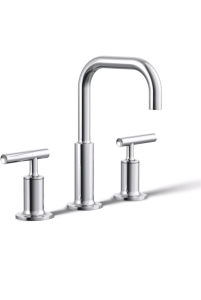 Widespread Bathroom Faucet, Bathroom Sink Faucet, Lever Handles and Gooseneck Spout Polished Chrome