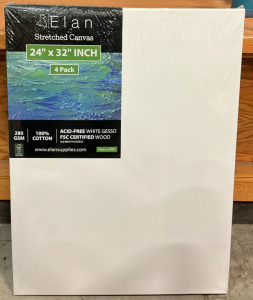 4 Pack of Elan 24&rdquo;x32&rdquo; Stretched Canvas 280 GSM Acid-Free