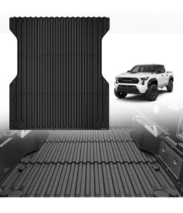 TripleAliners Truck Bed Mat Compatible with 2024 2025 Toyota Tacoma Accessories 5FT Vehicle Perfectly Flush All Weather Protection TPE Heavy Duty Pickup Car Bed Cargo