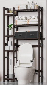 Homde Bamboo Over The Toilet Storage Bathroom Organizer Space Saver Rack with Adjustable Shelf, Brown