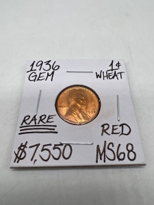 1936 MS68RD RARE Gem Wheat Penny