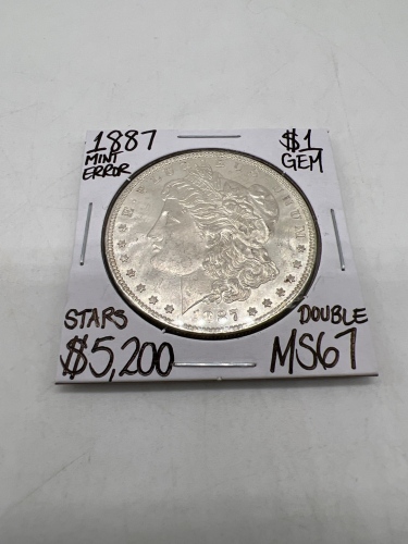 1887 MS67 RARE Mint Error Morgan Dollar