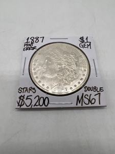 1887 MS67 RARE Mint Error Morgan Dollar