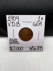 1909 V.D.B. MS67RB RARE Gem Wheat Penny