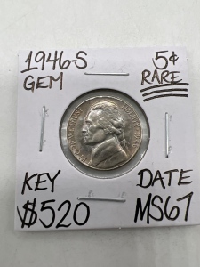 1946-S MS67 Key Date RARE Gem Nickel
