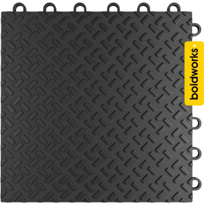 Boldworks 48 Piece 12&rdquo;x12&rdquo; Black Interlocking Garage Floor Tiles