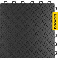 Boldworks 48 Piece 12&rdquo;x12&rdquo; Black Interlocking Garage Floor Tiles
