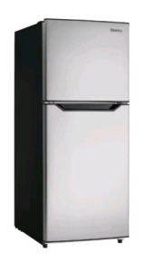 (1) Danby 10.1-cu. ft. Apartment Size Fridge Top Freezer, Stainless Steel Finish. In SP-10, Model DFF101B1BSSDB