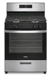 (1) Whirlpool 30-Inch, 4 Burner, 5.1-cu ft Freestanding Natural Gas Range, Stainless Steel /Black, Model WFG320M0MS, In SP-10