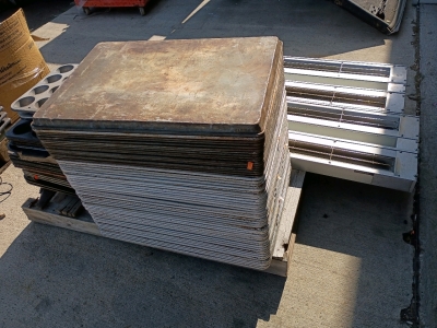 Whole Pallet! Muffin Pans, 56 Aluminum Baking Sheets, and (2) Warming Panels!