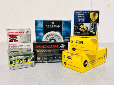 Mixed Ammo: 38 Special 158 Gr, Sellier and Bellot 410 (Partial), Winchester 12 Ga. Copper Plated Bckshots, Federal 12 Ga. Buckshot, Remington 410 Bore Buckshot and Winchester .410 Buckshots
