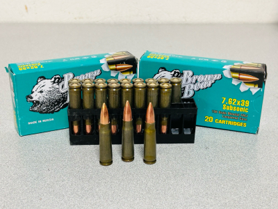 (40) Rounds Of Brown Bear 7.62x39 Subsonic 196 Gr. Bimetal FMJ