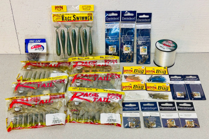 Fisherman's Starter Kit Includes: Strike King Soft Baits, Baitholder Hooks, Bug Mini Jigs, Trilene Big Game Fish Line, Treble Hooks, Barrel Swivels and More