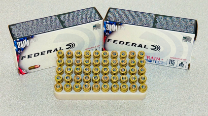 (100) Rounds Of Federal 9mm Luger 115 Grain (Train and Protect)