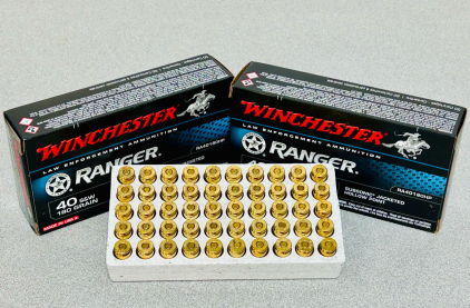 (100) Rounds Of Winchester Ranger 40 S&W 180 Gr.