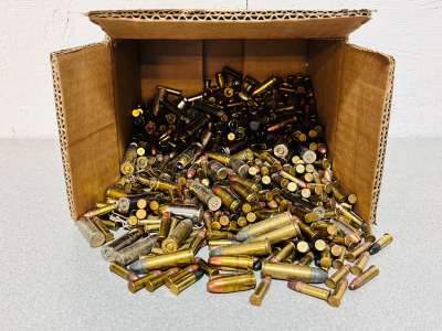 Box Of Mixed Ammo: 38 Special, 45 Auto, 22 LR, 9mm Luger, Bullets, and 380 Auto