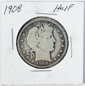 1908 Silver Barber Half Dollar