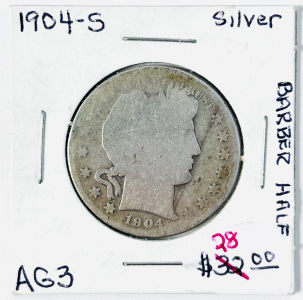 1904-S Silver Barber Half Dollar (AG3)