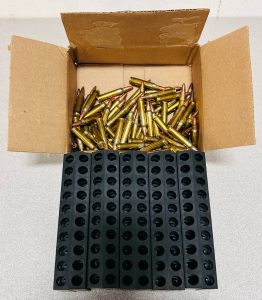 Box With Remington 223 45 Gr. And (5) Ammo Storage Organizers