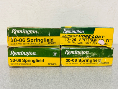 (4) Boxes Of Remington 30-06 Springfield 150/180 Gr.