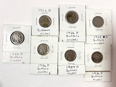 (7) Vintage Buffalo Nickels