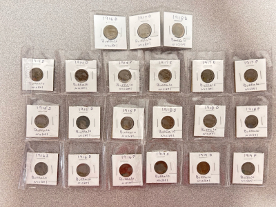 Vintage Buffalo Nickels; 1914-1919