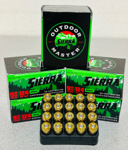 (100) Sierra 9mm 124 Gr. JHP Brass Centerfire Cartridges