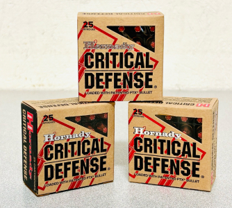 (3) Boxes Of Hornady Critical Defense 9mm Luger 115 Gr. FTX Brass Case