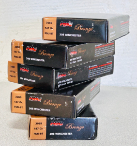 (100) Rounds Of PMC Beonze 308 Winchester 147 Gr. FMJ-BT