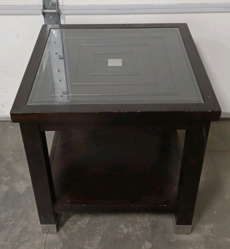 Elegant Wood End Table with Glass Top