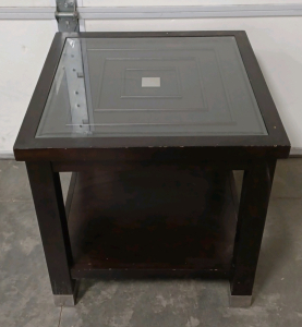 Elegant Wood End Table with Glass Top