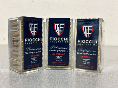 (150) Rounds Of Fiocchi .22 Win Mag 40 Gr. TMJ