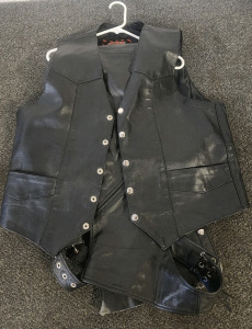 Leather Vest And Riding Chaps Size XL!