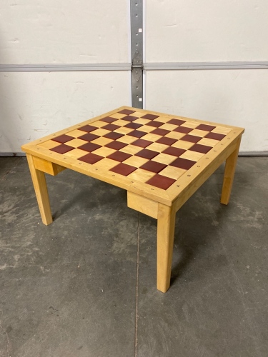 Wooden Checkered Top End Table 29”x 29” 24”