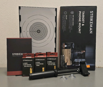 Strikeman Target & Phone Mlunt Laser Firearm TraiNing With 9mm, .38SPL And 30-30 Laser Cartridges