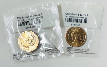(2) 2012-D Uncirculated Coins: Banjamin Harrison and Cleveland Term 2