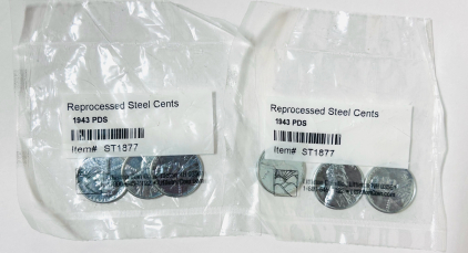 Reprocessed Steel Cents 1943 PDS