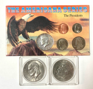 (2) Eisenhower Dollars and The American Series Collector Coins