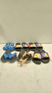 (3) Pairs of Adidas Slides Size 11, (2) Pairs of Nike Sandals Size 10, (1) Pair of Reef Sandals size 9
