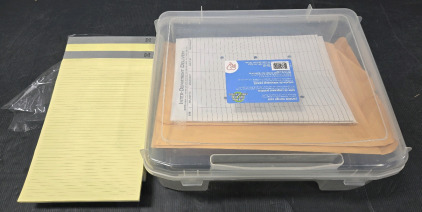 Large Office File Storage Bin w/ Accordian File Organizers & New Heavy Weight NotePads