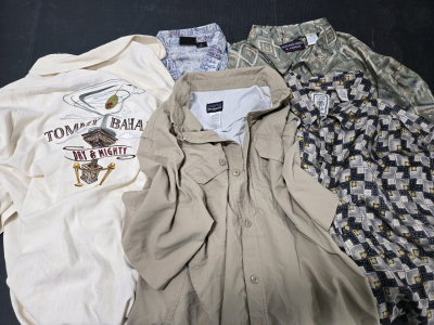 Large Box Filled w/ Brand Name Men's Button-Down Shirts Including Brands: Patagonia, Tommy Bahama, & More!