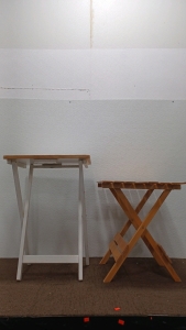(2) Small Foldable Wooden Tables.